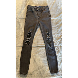 Hollister Super Skinny Jeans Womens Black Stretch High-Rise Distressed 0R 24x28